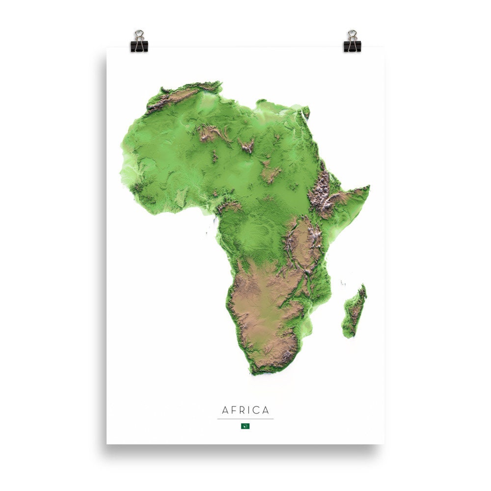 ÀFRICA. Mapa de relieve clásico.