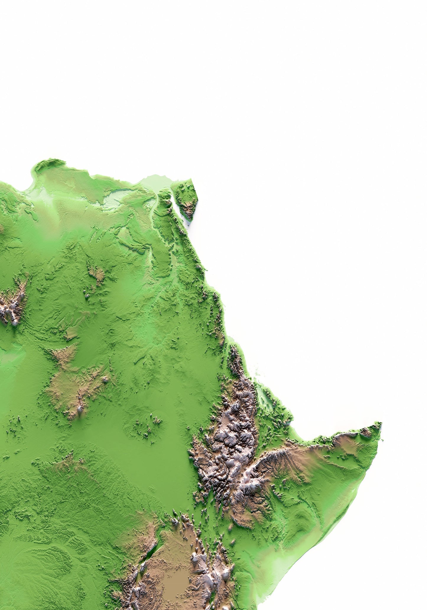 ÀFRICA. Mapa de relieve clásico.