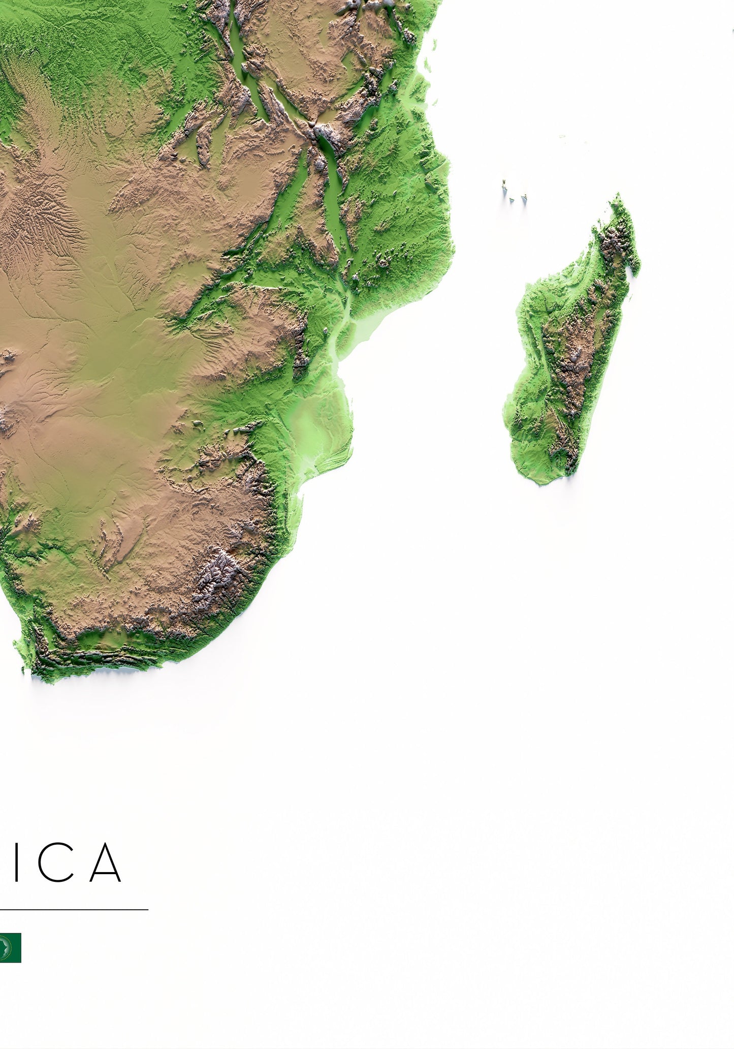 ÀFRICA. Mapa de relieve clásico.