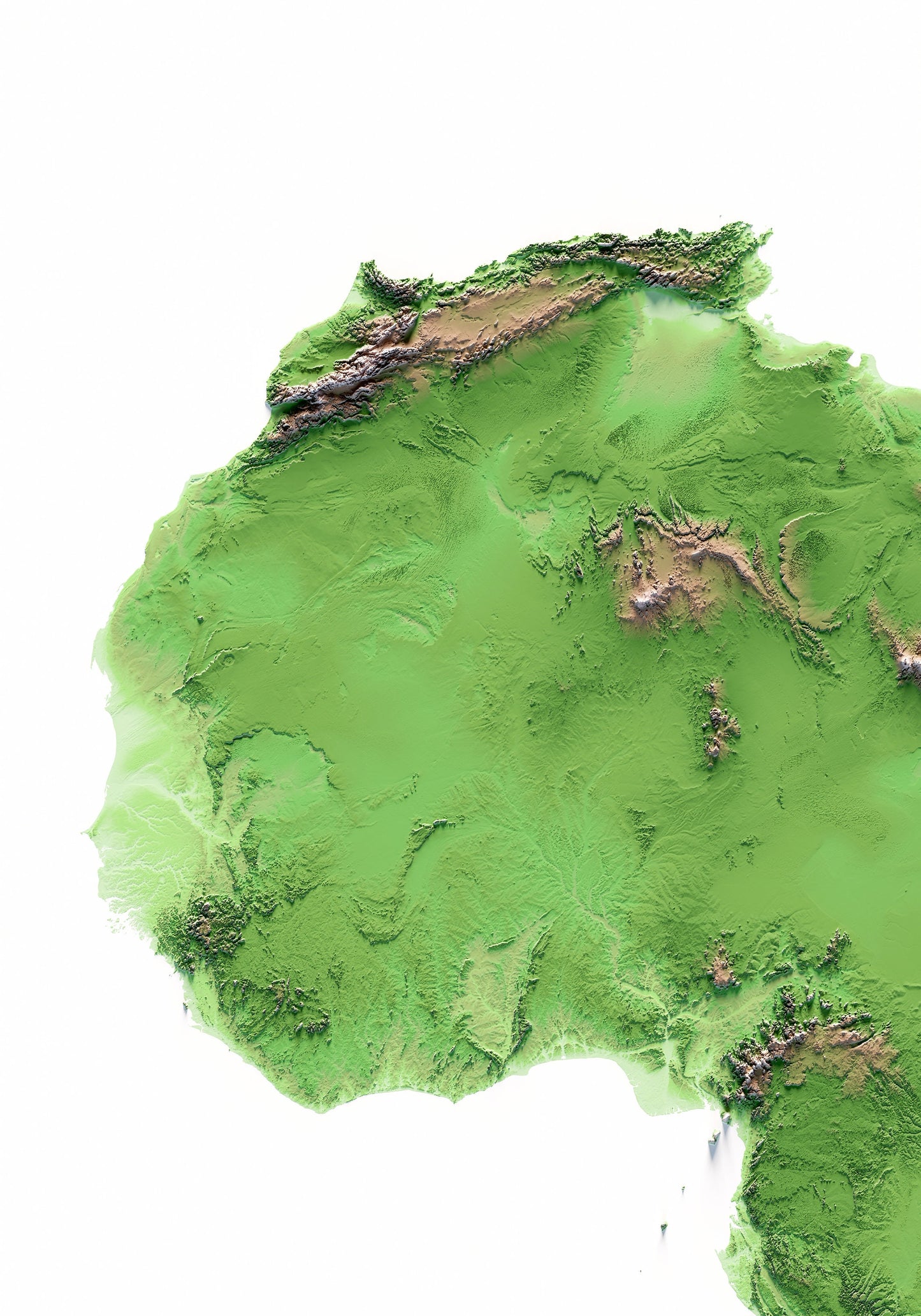 ÀFRICA. Mapa de relieve clásico.