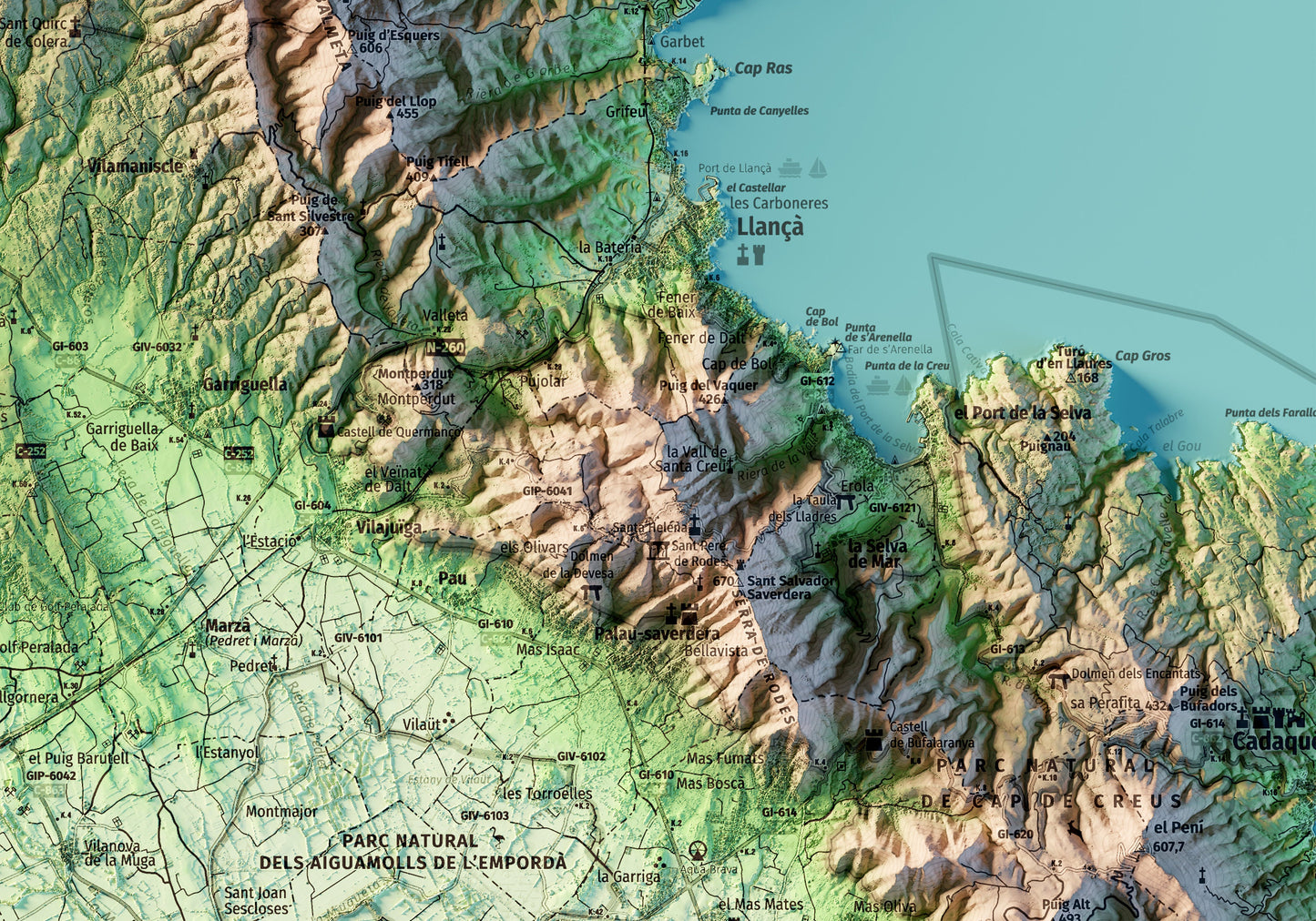 MASSÍS DE L'ALBERA. Mapa topográfico.