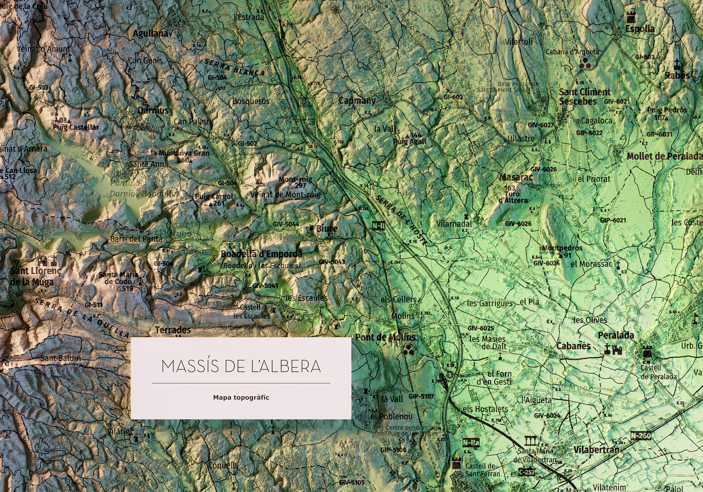 MASSÍS DE L'ALBERA. Mapa topográfico.