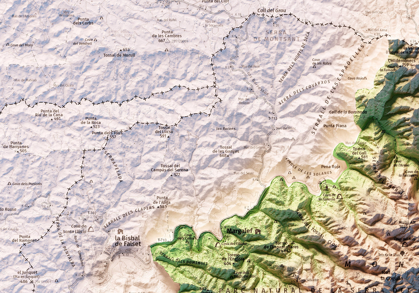 SERRA DE MONTSANT. Mapa topográfico.