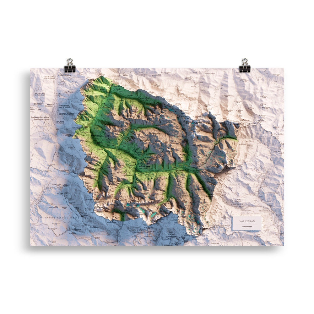 VALL D'ARAN. Mapa topográfico.
