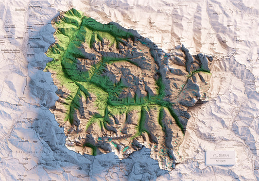 VALL D'ARAN. Mapa topográfico.