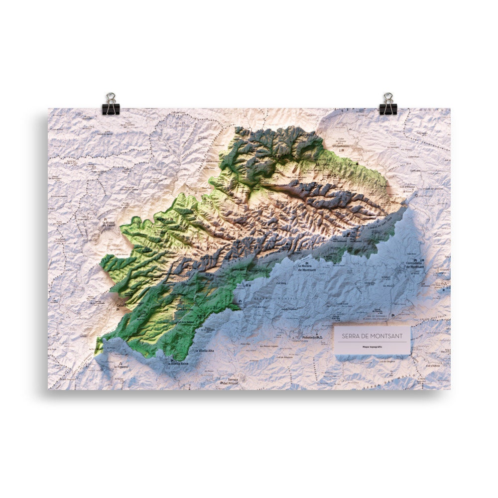 SERRA DE MONTSANT. Mapa topográfico.