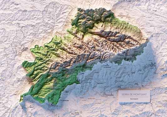 SERRA DE MONTSANT. Mapa topográfico.