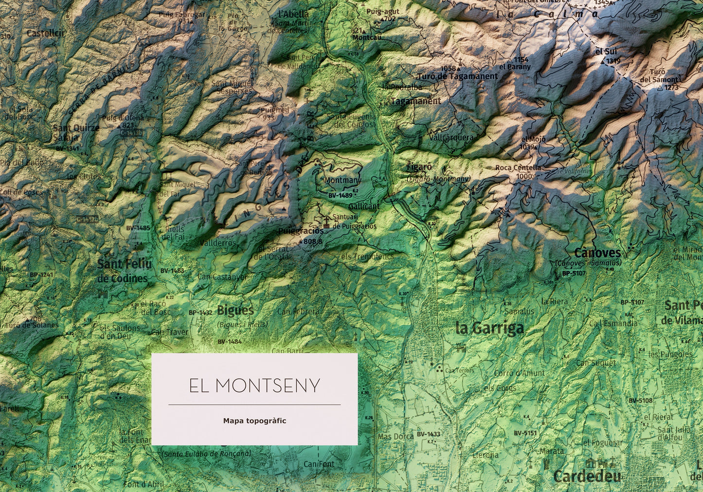 PARC NATURAL DEL MONTSENY. Mapa topográfico.