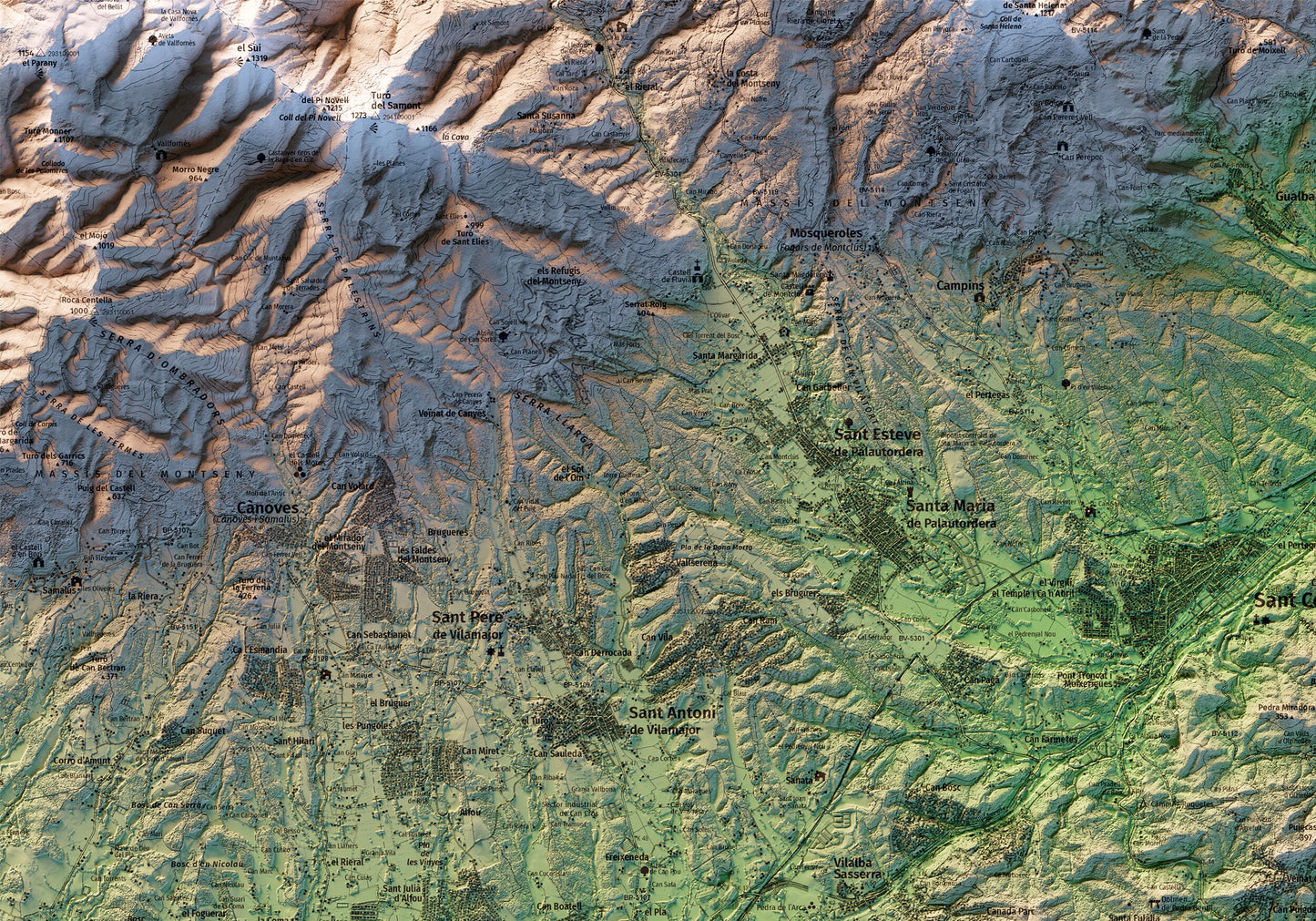 PARC DEL MONTNEGRE I EL CORREDOR. Mapa topográfico.