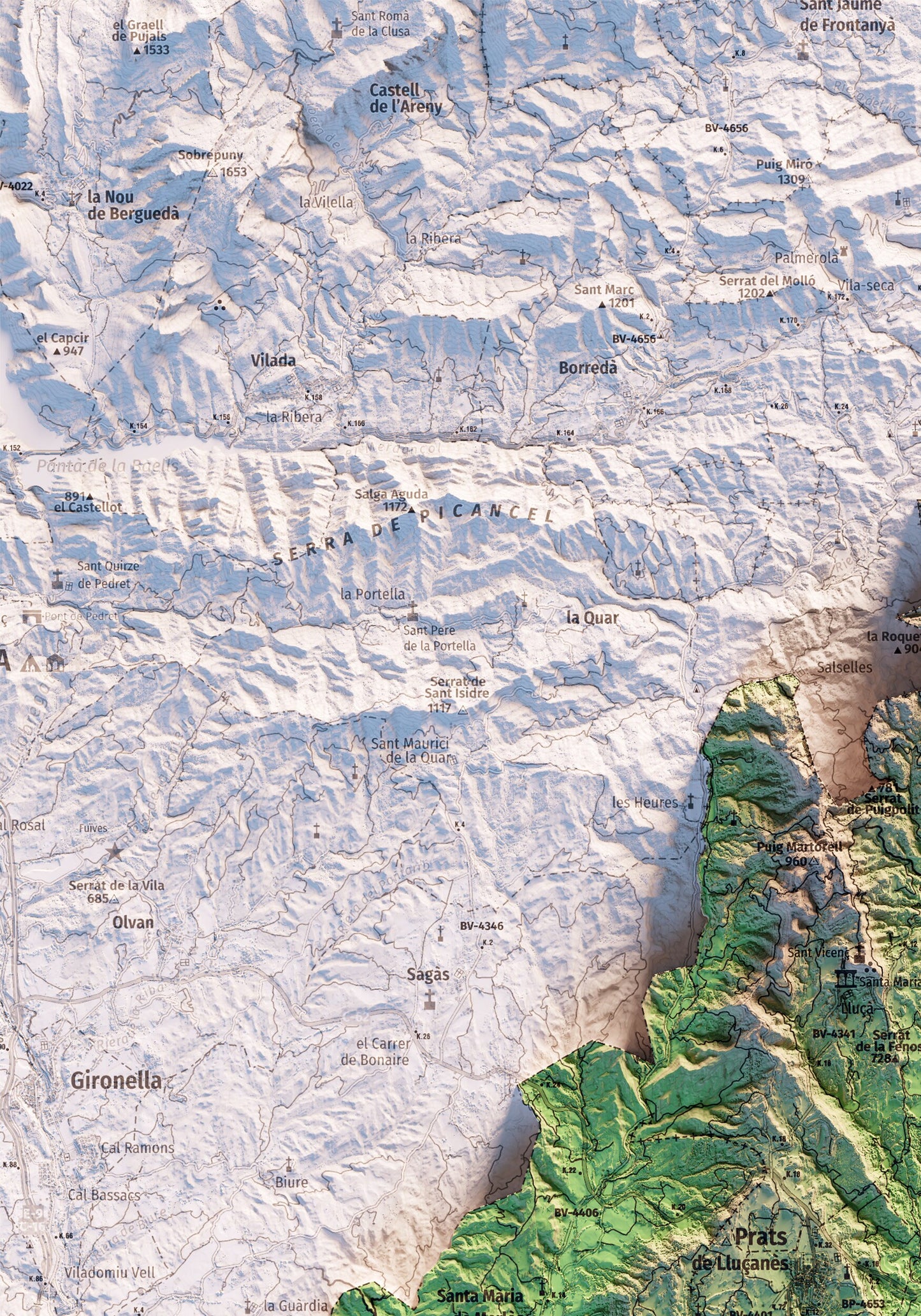 EL LLUÇANÈS. Mapa topográfico.