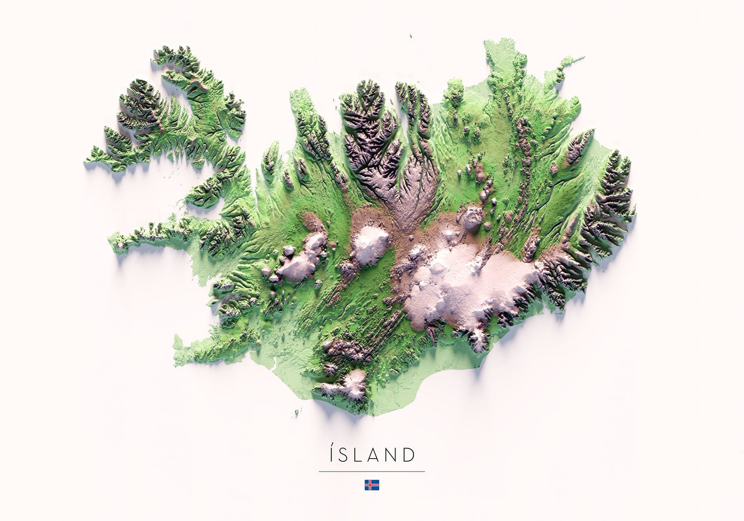 ISLÀNDIA. Mapa de relleu.