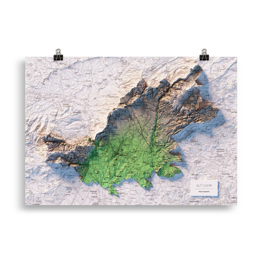 L'ALT CAMP. Mapa topográfico.