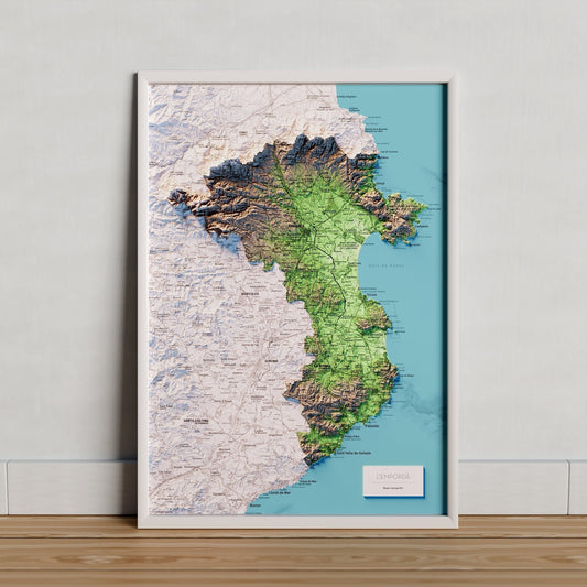 L'EMPORDÀ. Mapa topográfico. Versió blava.
