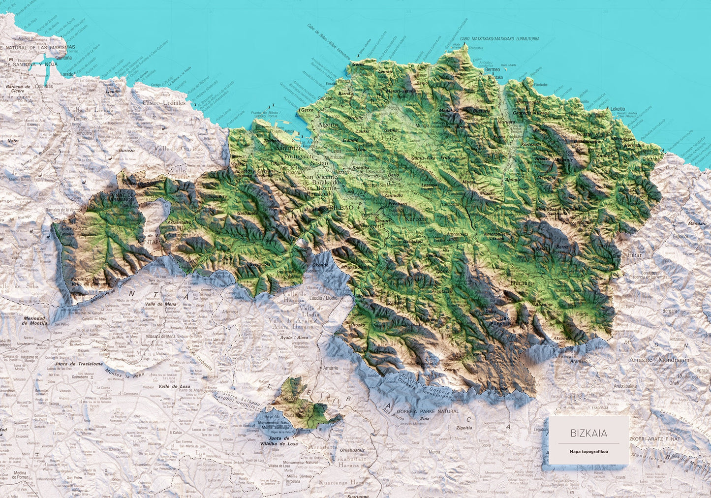 BIZKAIA. Mapa topográfico.