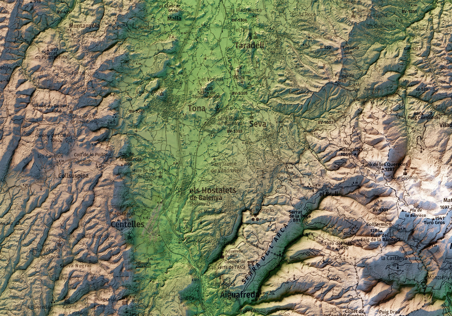 PARC NATURAL DEL MONTSENY. Mapa topográfico.