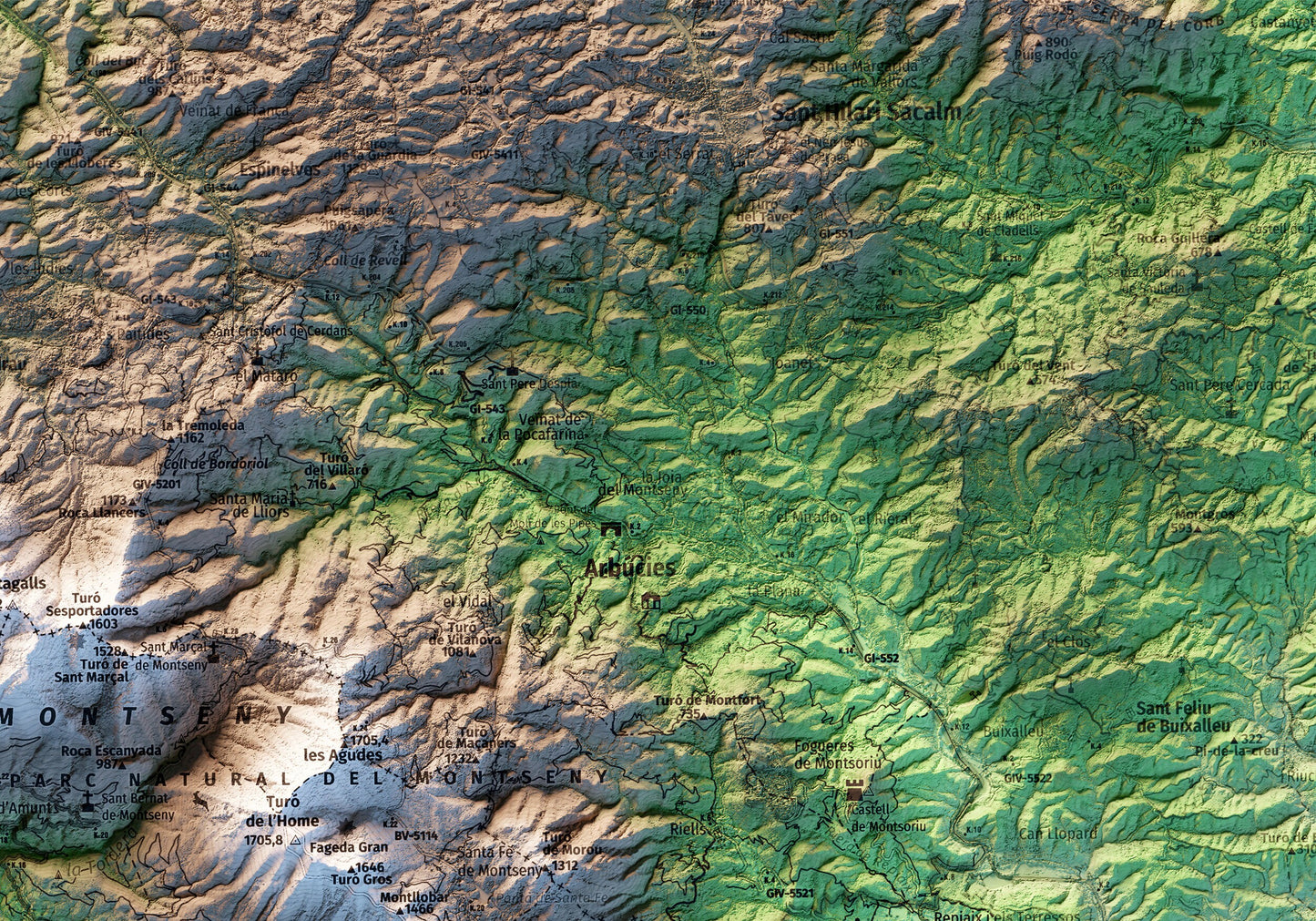 PARC NATURAL DEL MONTSENY. Mapa topográfico.