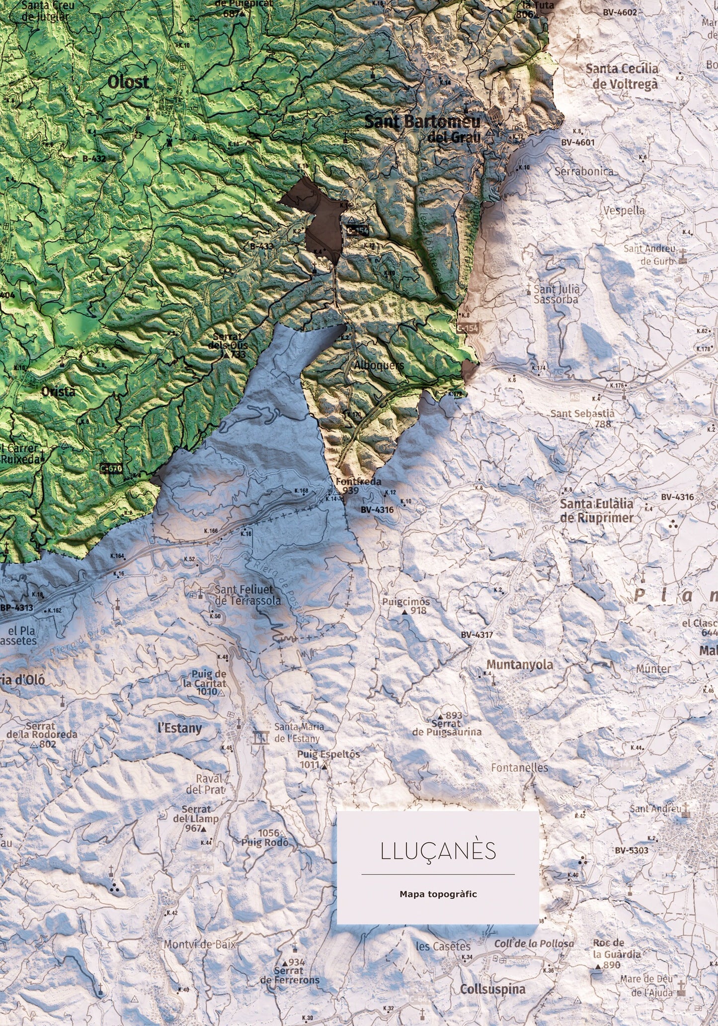 EL LLUÇANÈS. Mapa topográfico.