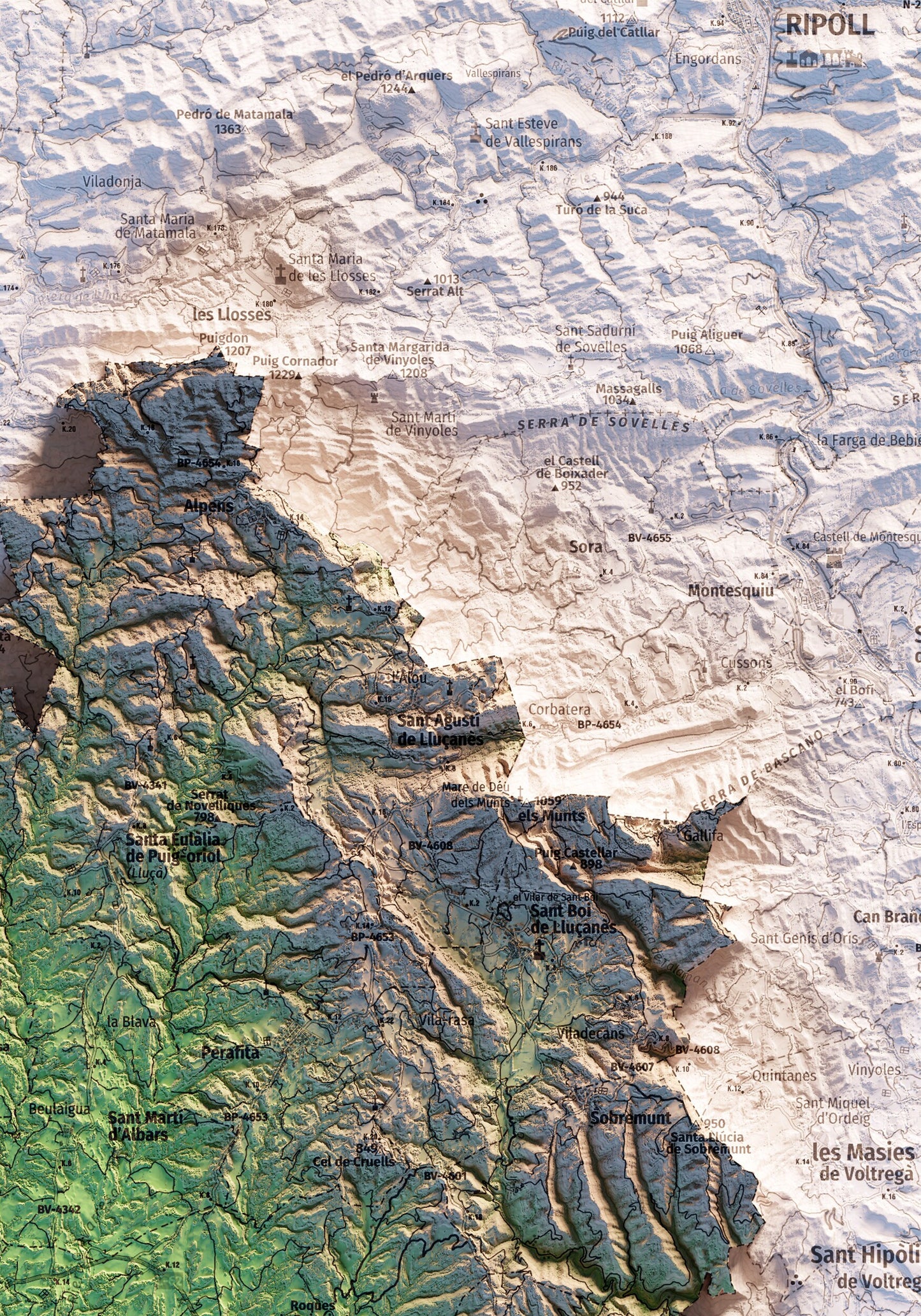 EL LLUÇANÈS. Mapa topográfico.
