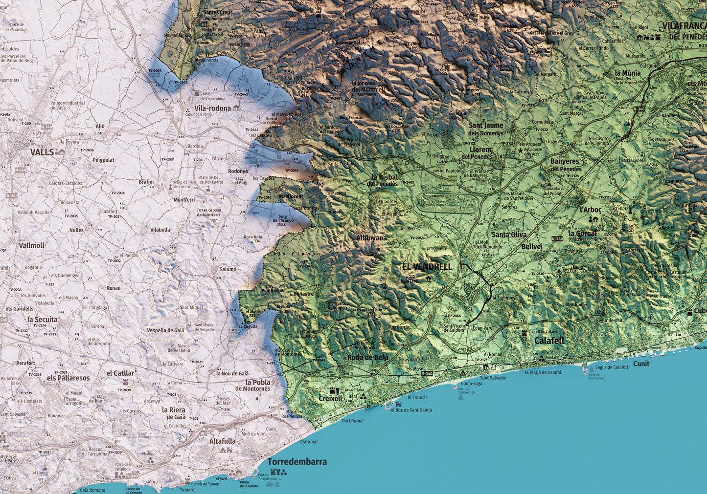 DO PENEDÈS. Mapa topográfico.