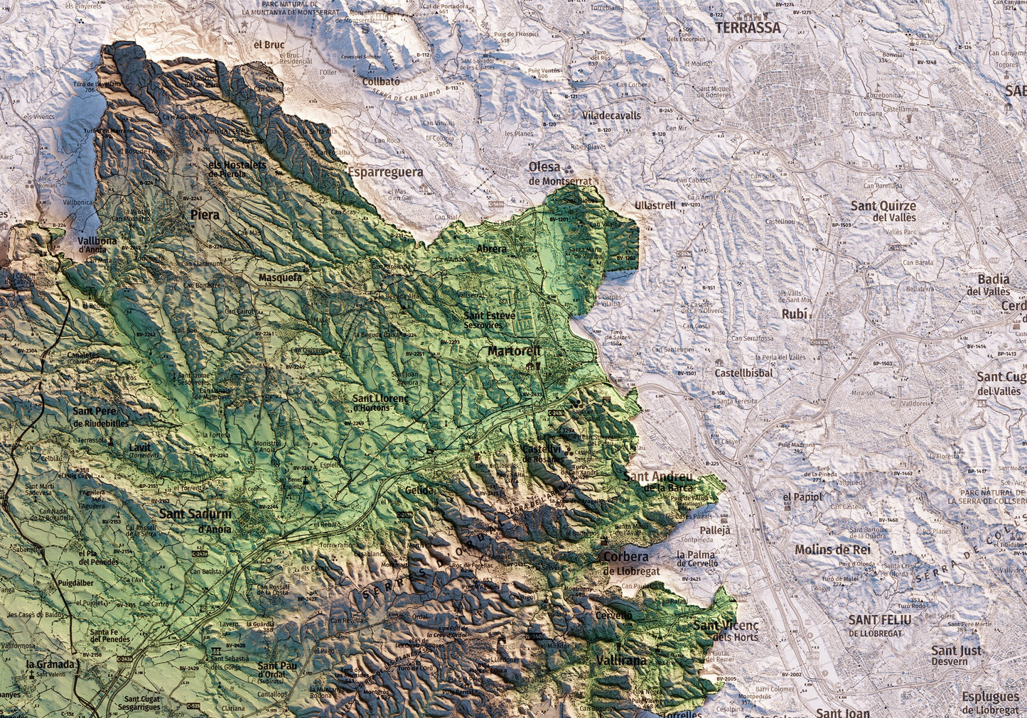 DO PENEDÈS. Mapa topográfico.