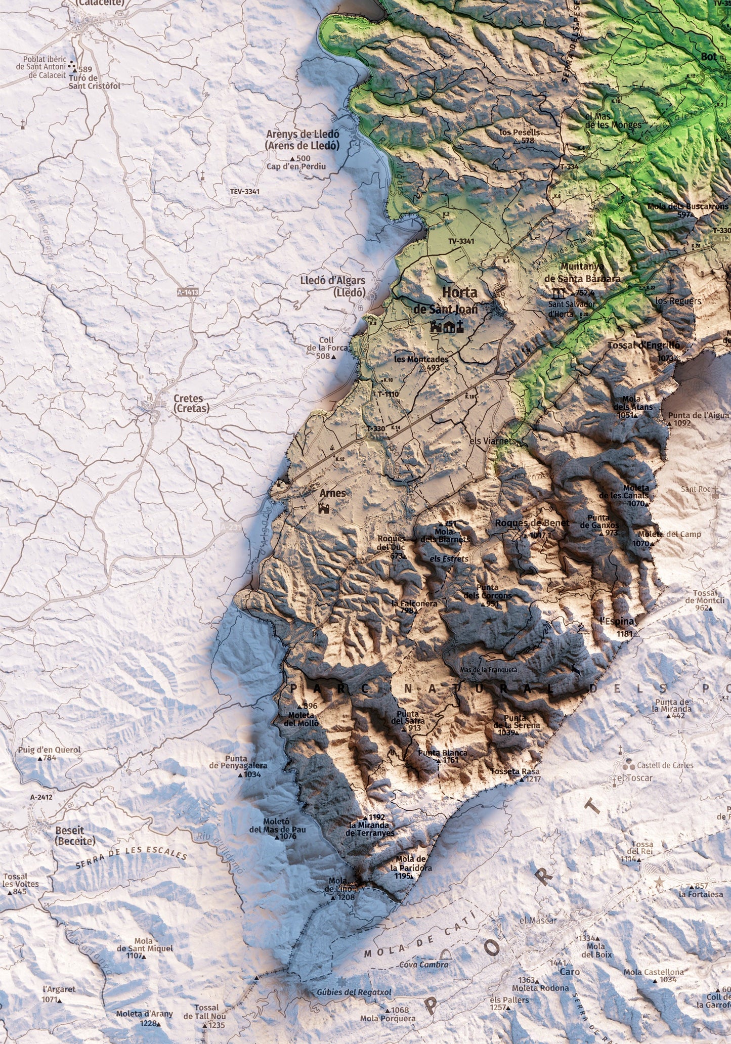 TERRA ALTA. Mapa topográfico.