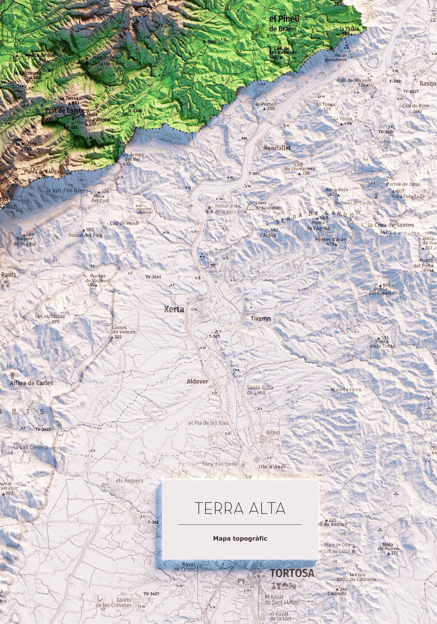 TERRA ALTA. Mapa topográfico.