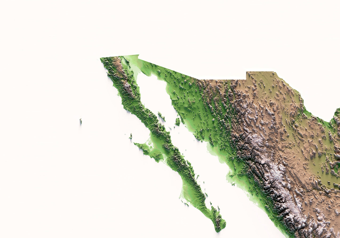 MÉXICO. Mapa de relleu a color.