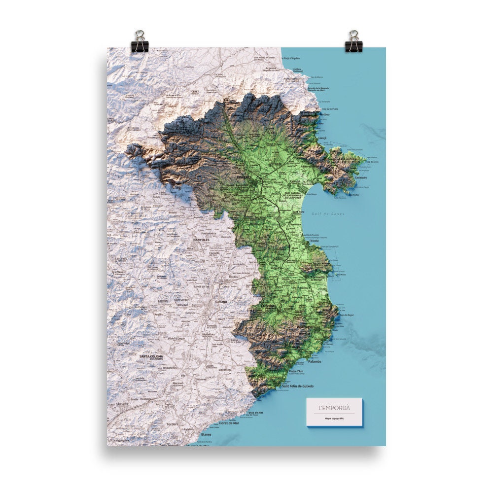 L'EMPORDÀ. Mapa topográfico. Versió blava.