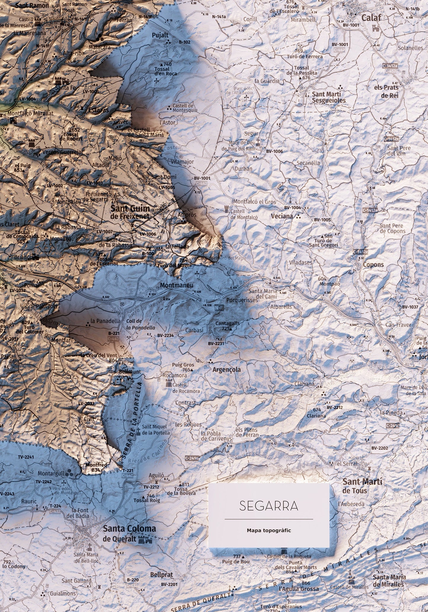 LA SEGARRA. Mapa topográfico.
