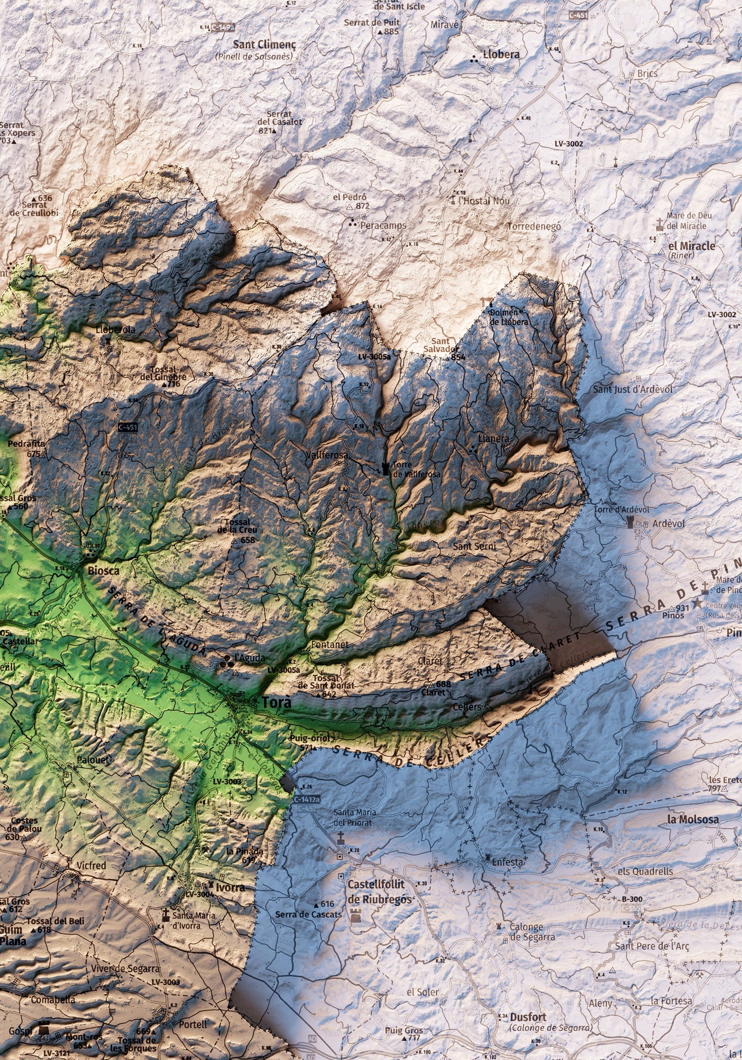 LA SEGARRA. Mapa topográfico.