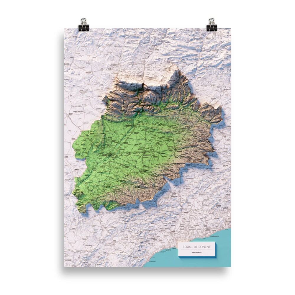 TERRES DE PONENT. Mapa topográfico.