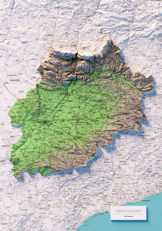 TERRES DE PONENT. Mapa topográfico.