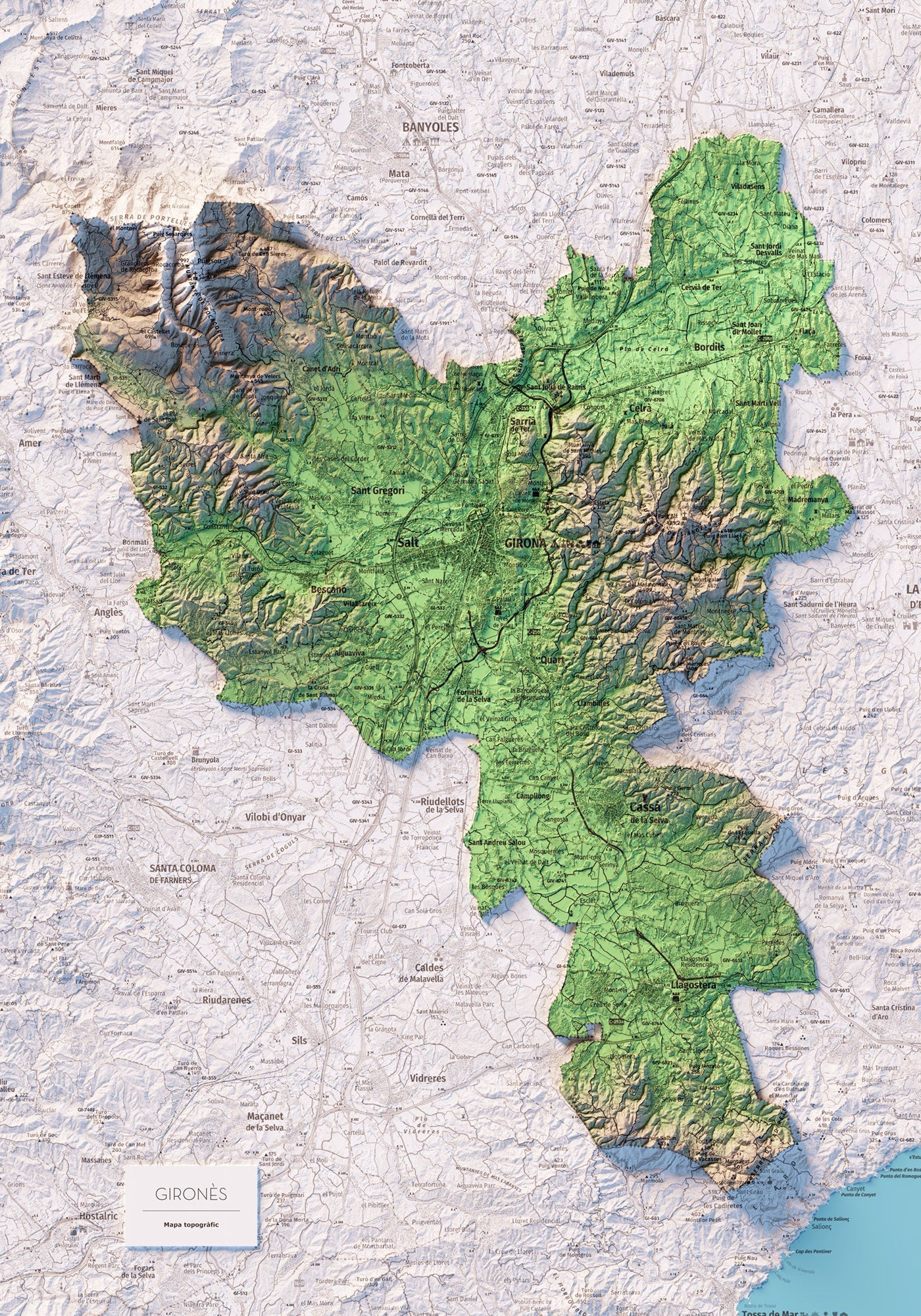 EL GIRONÈS. Mapa topográfico.
