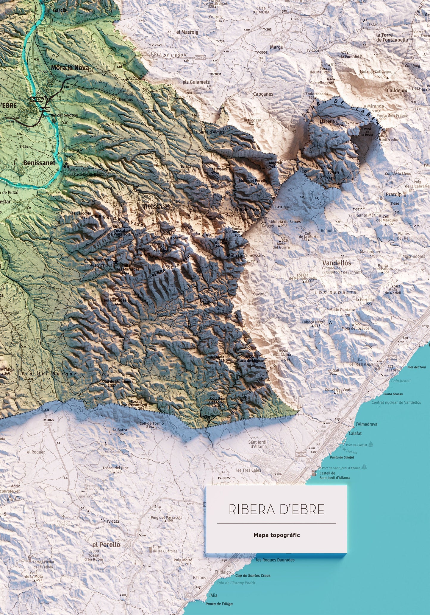 RIBERA D'EBRE. Mapa topográfico.