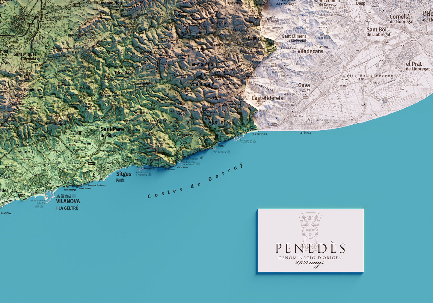 DO PENEDÈS. Mapa topográfico.