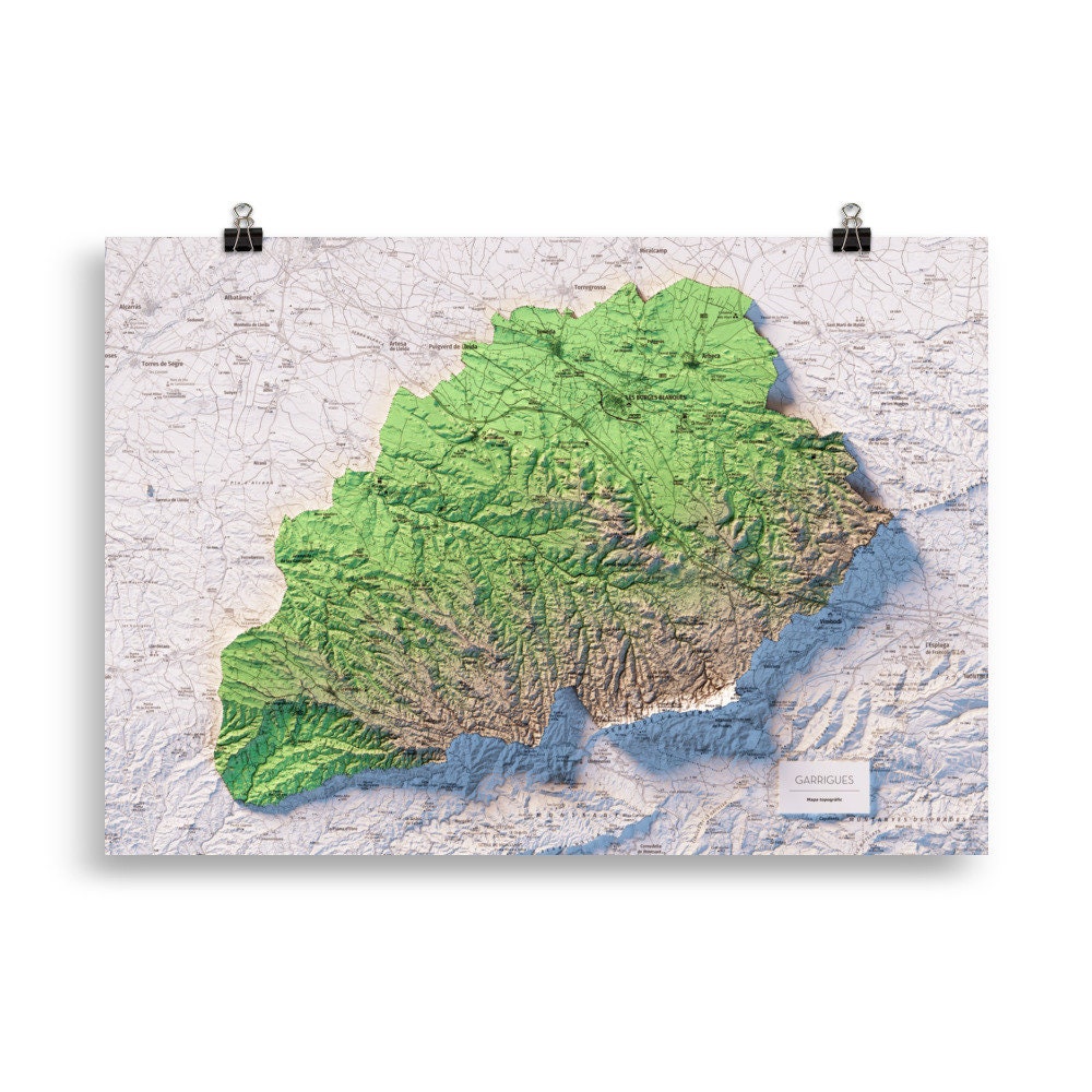 LES GARRIGUES. Mapa topográfico.