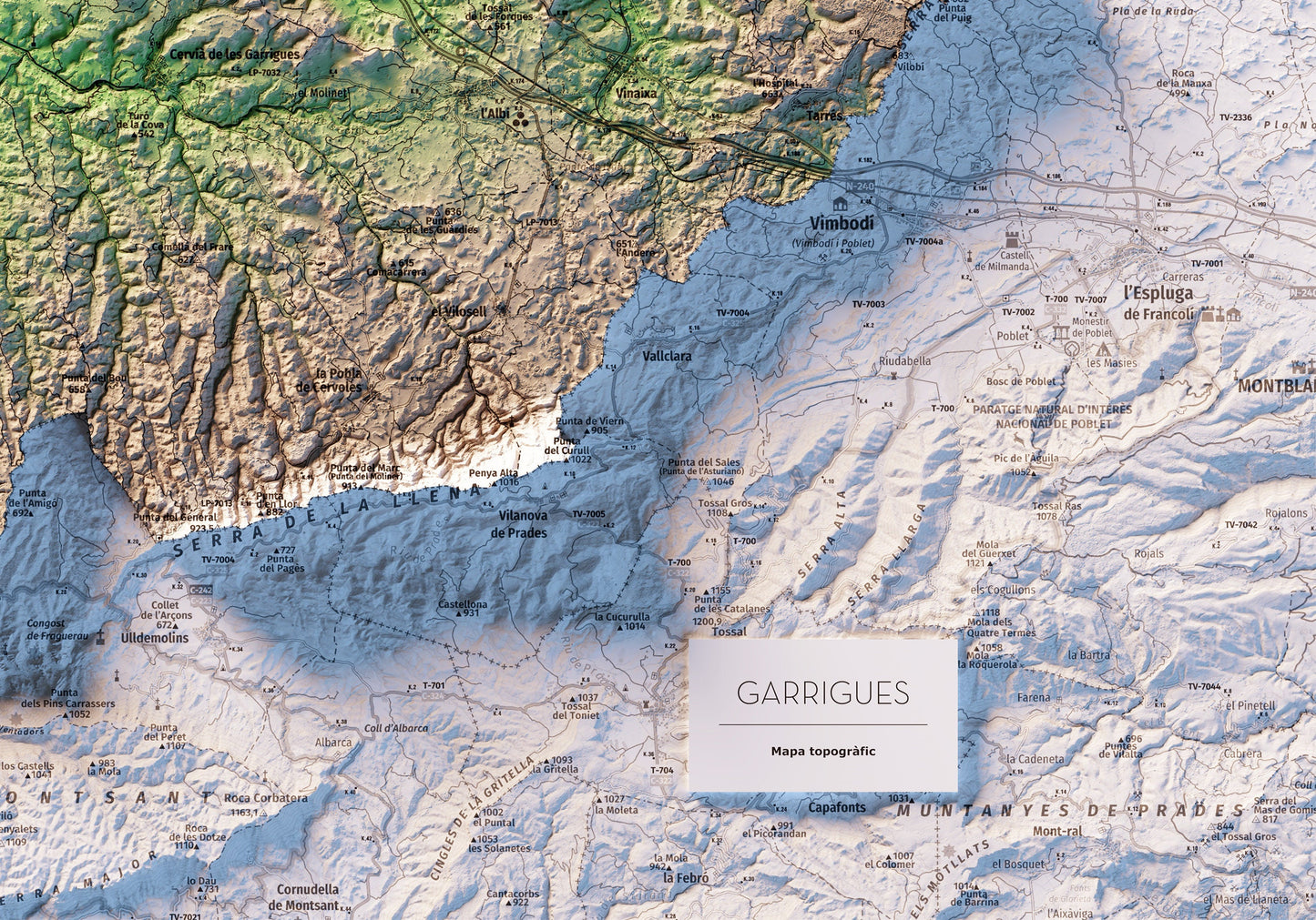 LES GARRIGUES. Mapa topográfico.