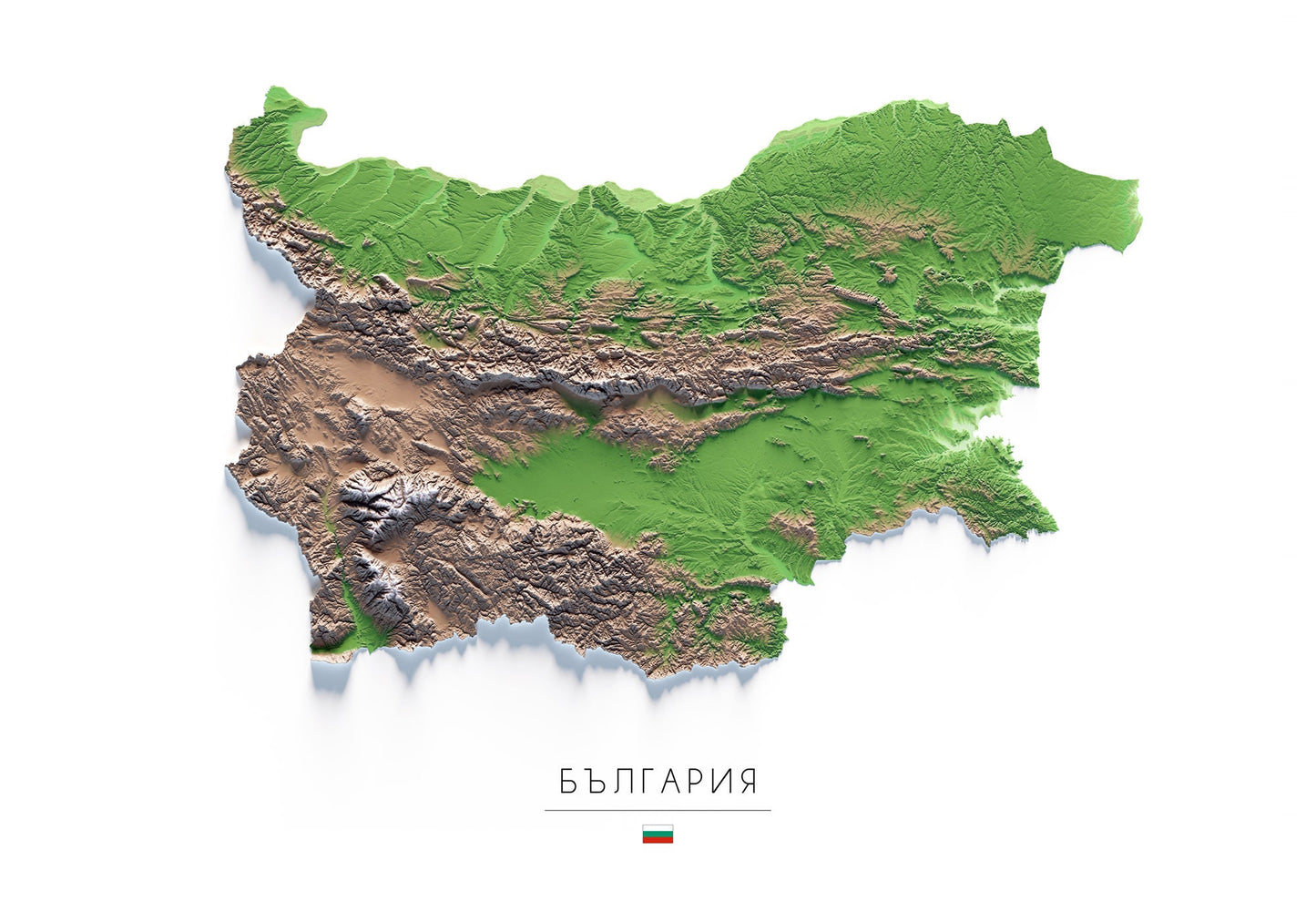 BULGARIA. Mapa de relleu.