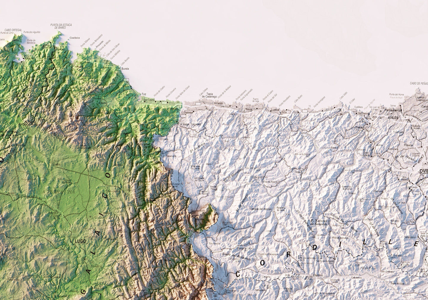 GALIZA. Mapa topográfico.