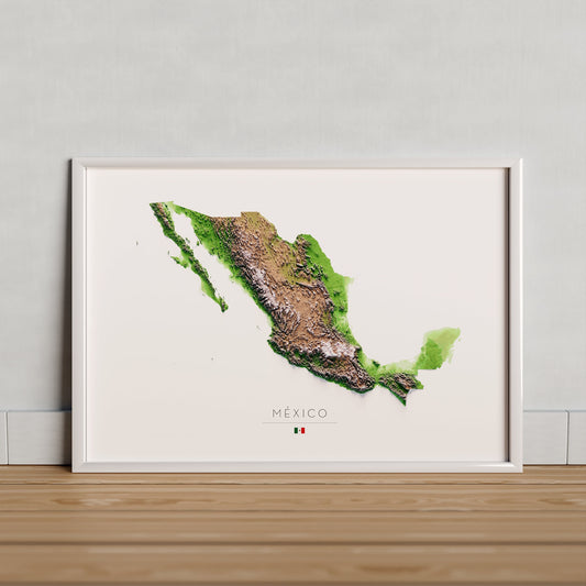 MÉXICO. Mapa de relleu a color.