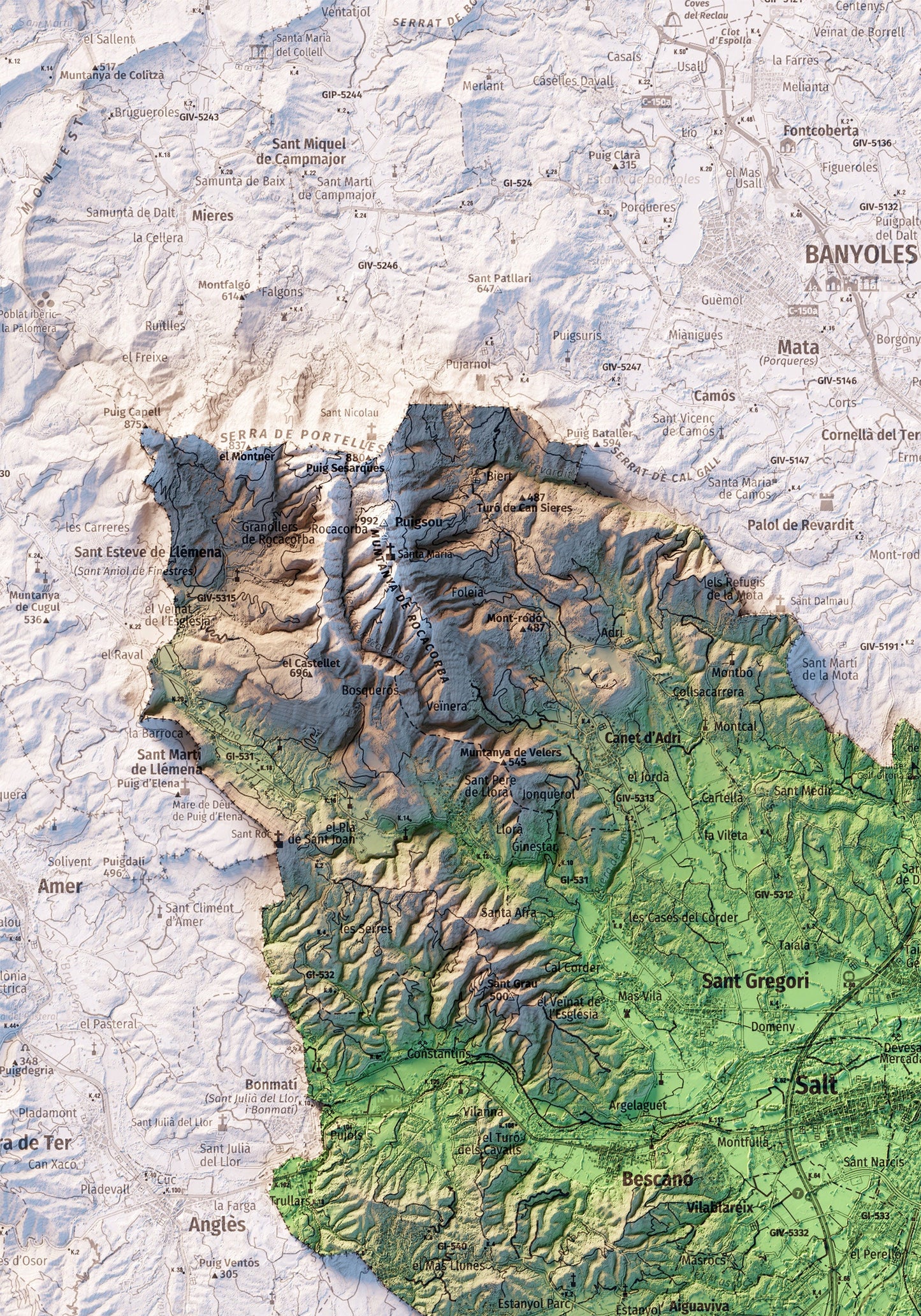 EL GIRONÈS. Mapa topográfico.