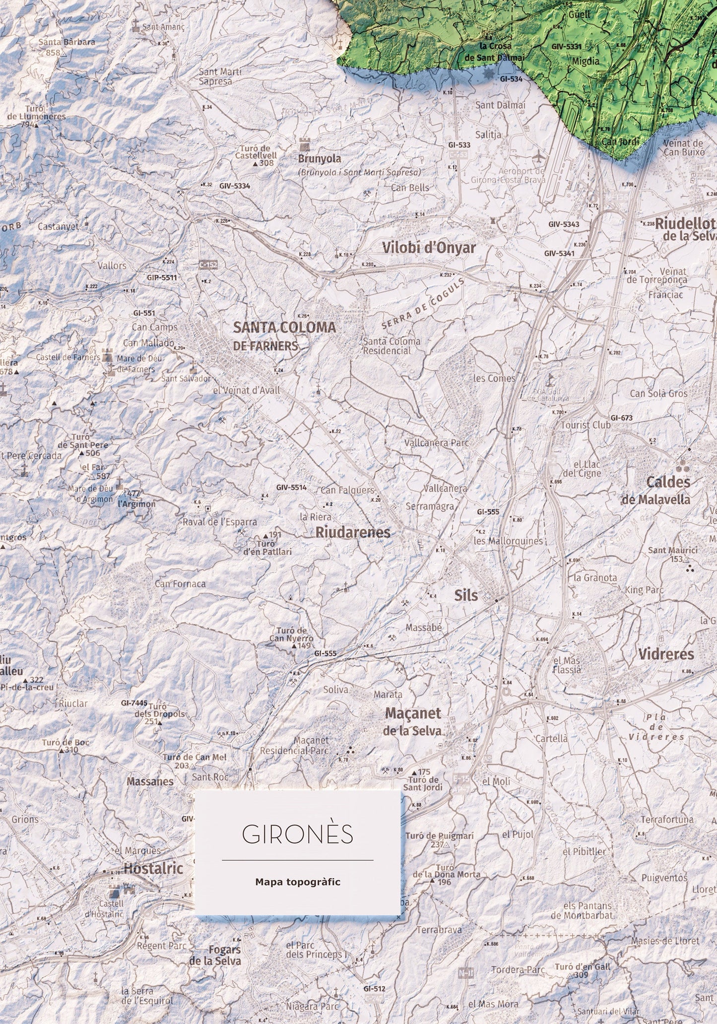 EL GIRONÈS. Mapa topográfico.