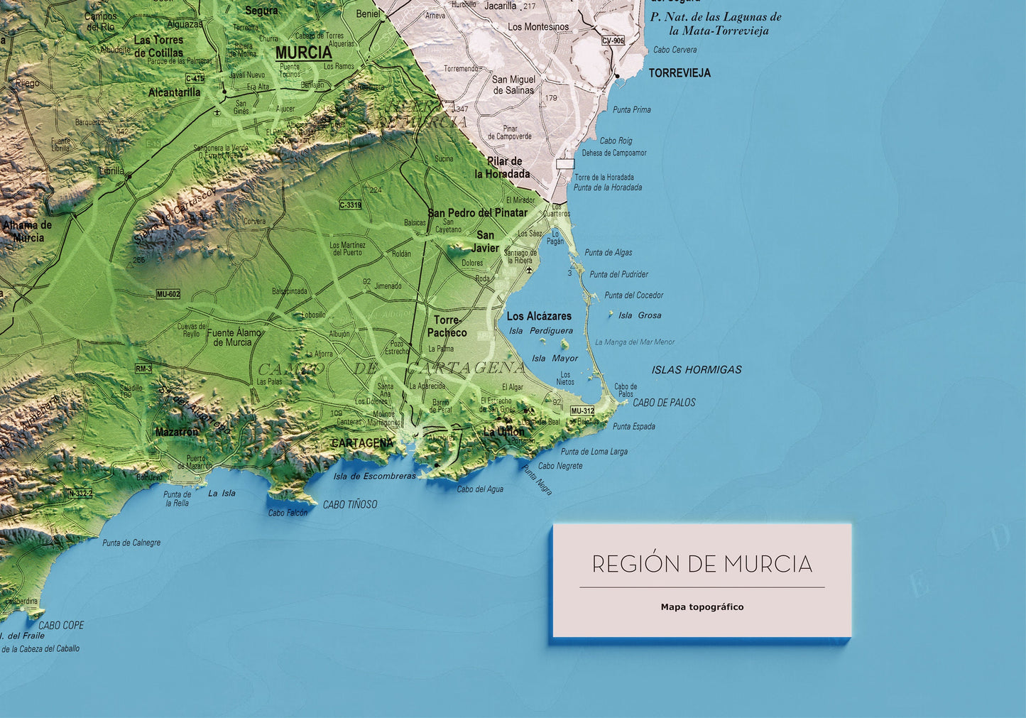 REGIÓN DE MURCIA. Mapa topográfico.