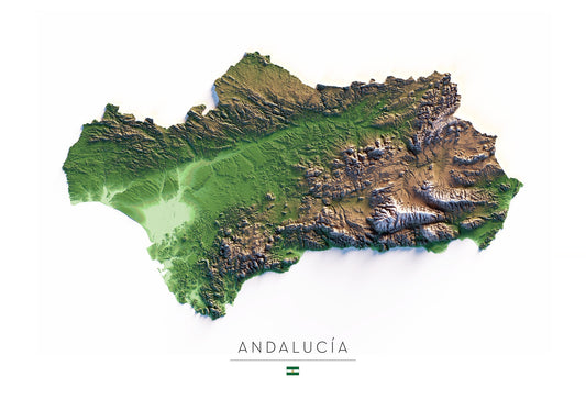 ANDALUCÍA. Mapa de relieve.