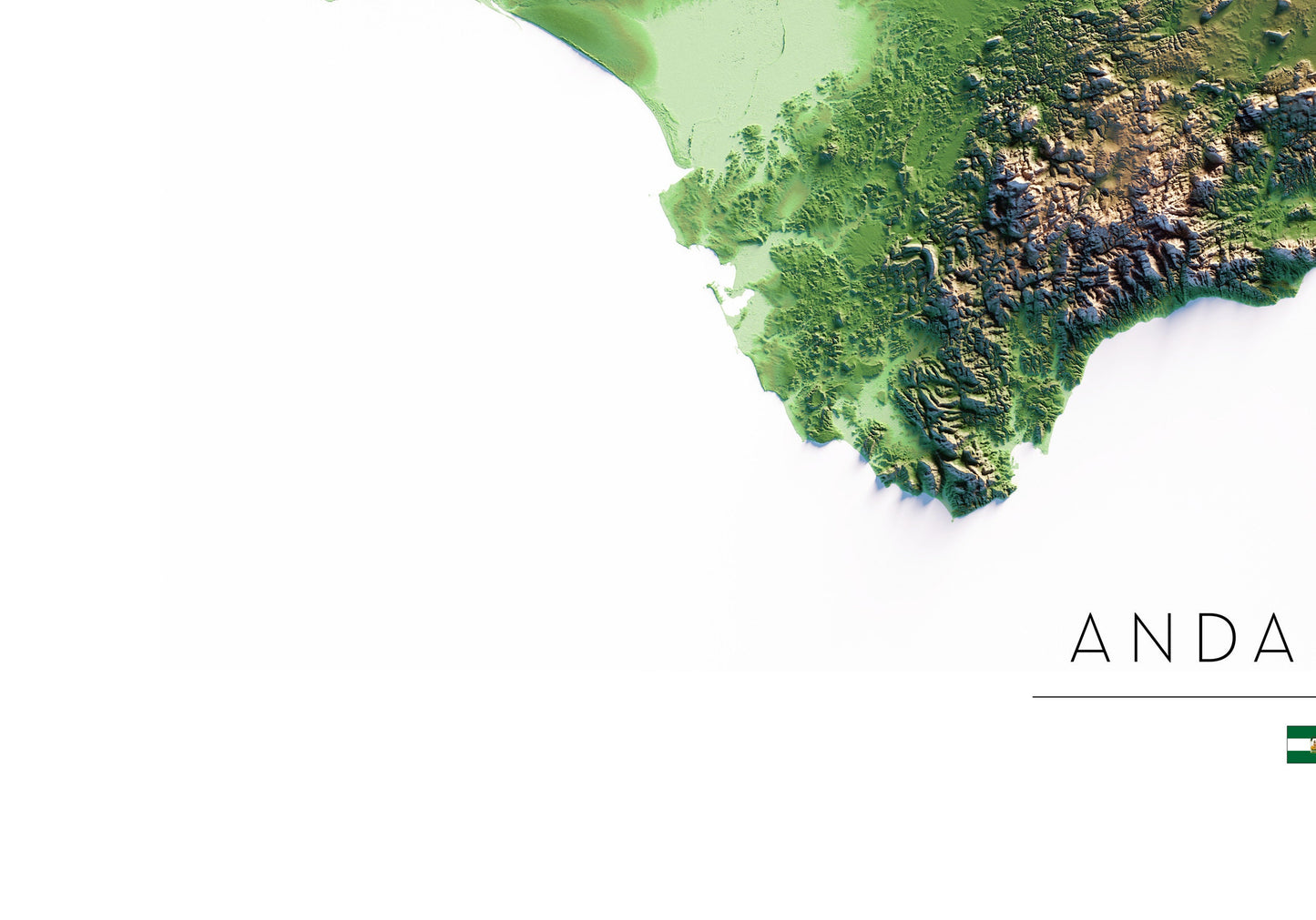 ANDALUCÍA. Mapa de relieve.