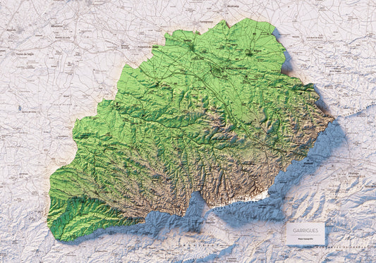 LES GARRIGUES. Mapa topográfico.