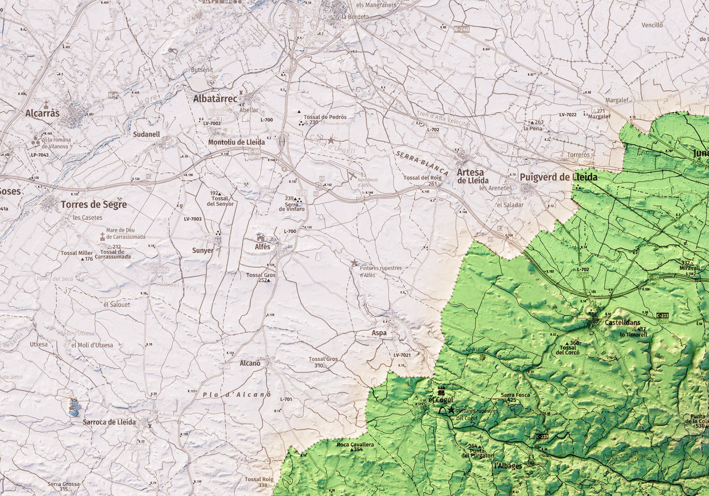 LES GARRIGUES. Mapa topográfico.