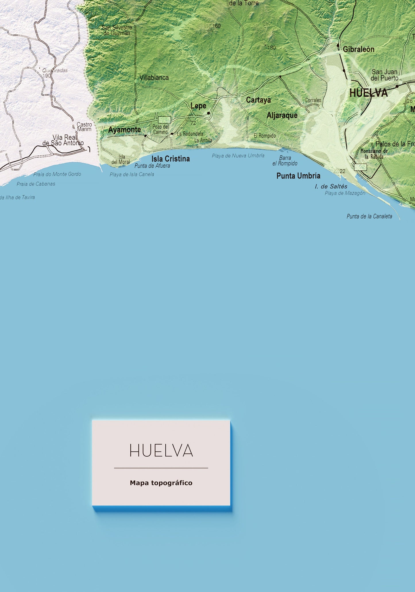 HUELVA. Mapa topográfico.