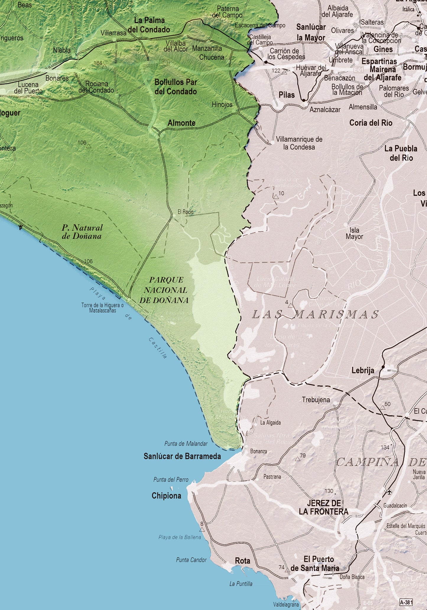 HUELVA. Mapa topográfico.
