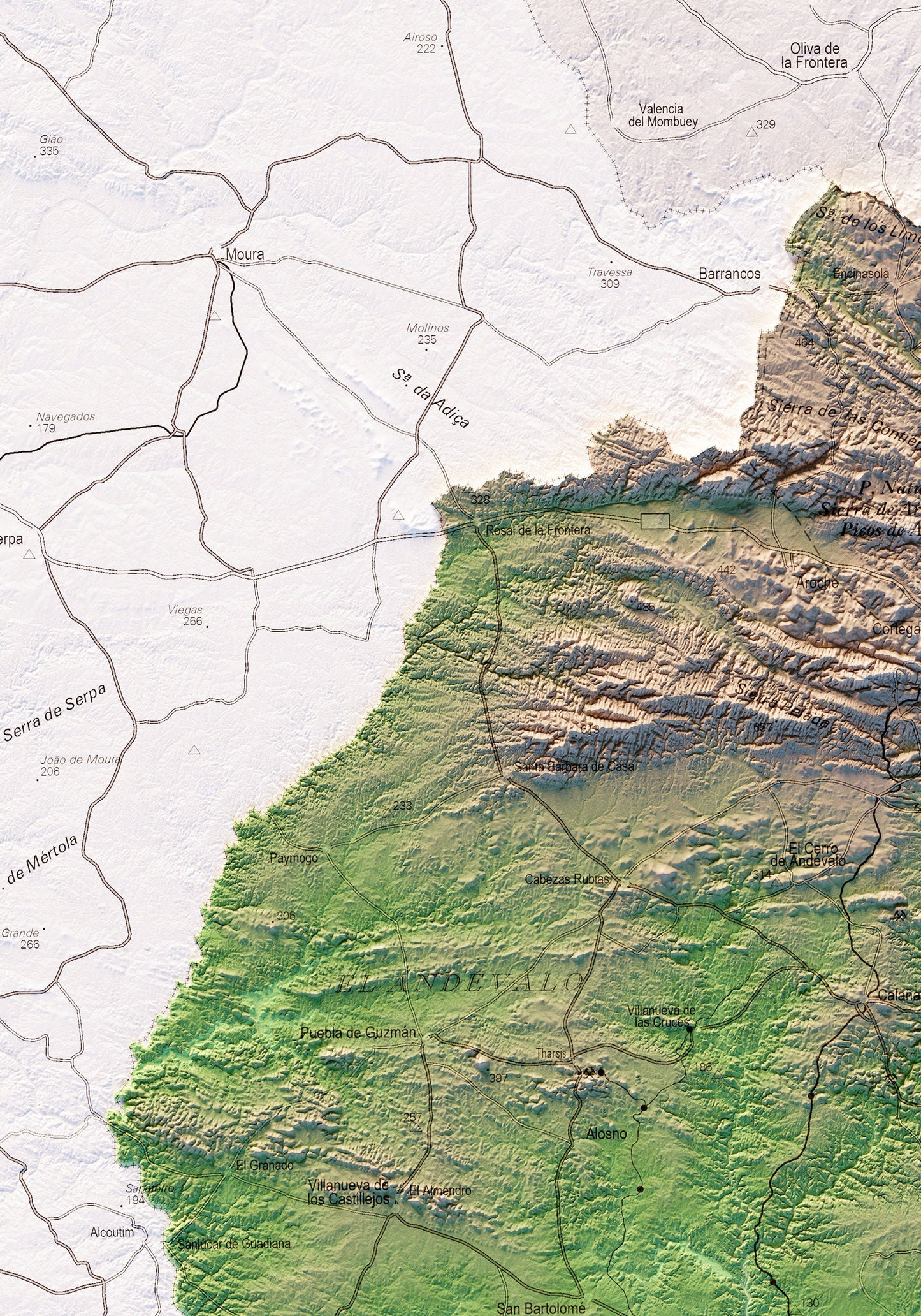 HUELVA. Mapa topográfico.